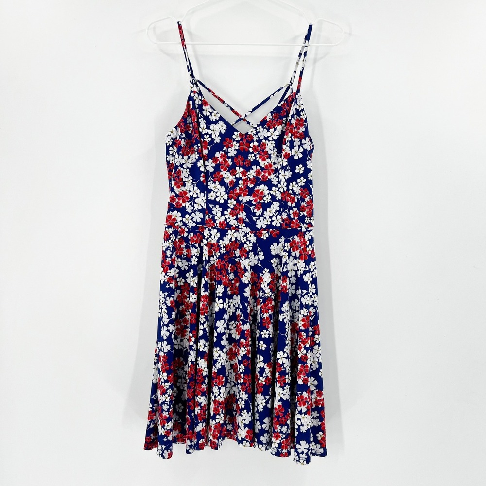 NWOT Floral Sun Dress The General Good Red White Blue Sleeveless Casual Medium